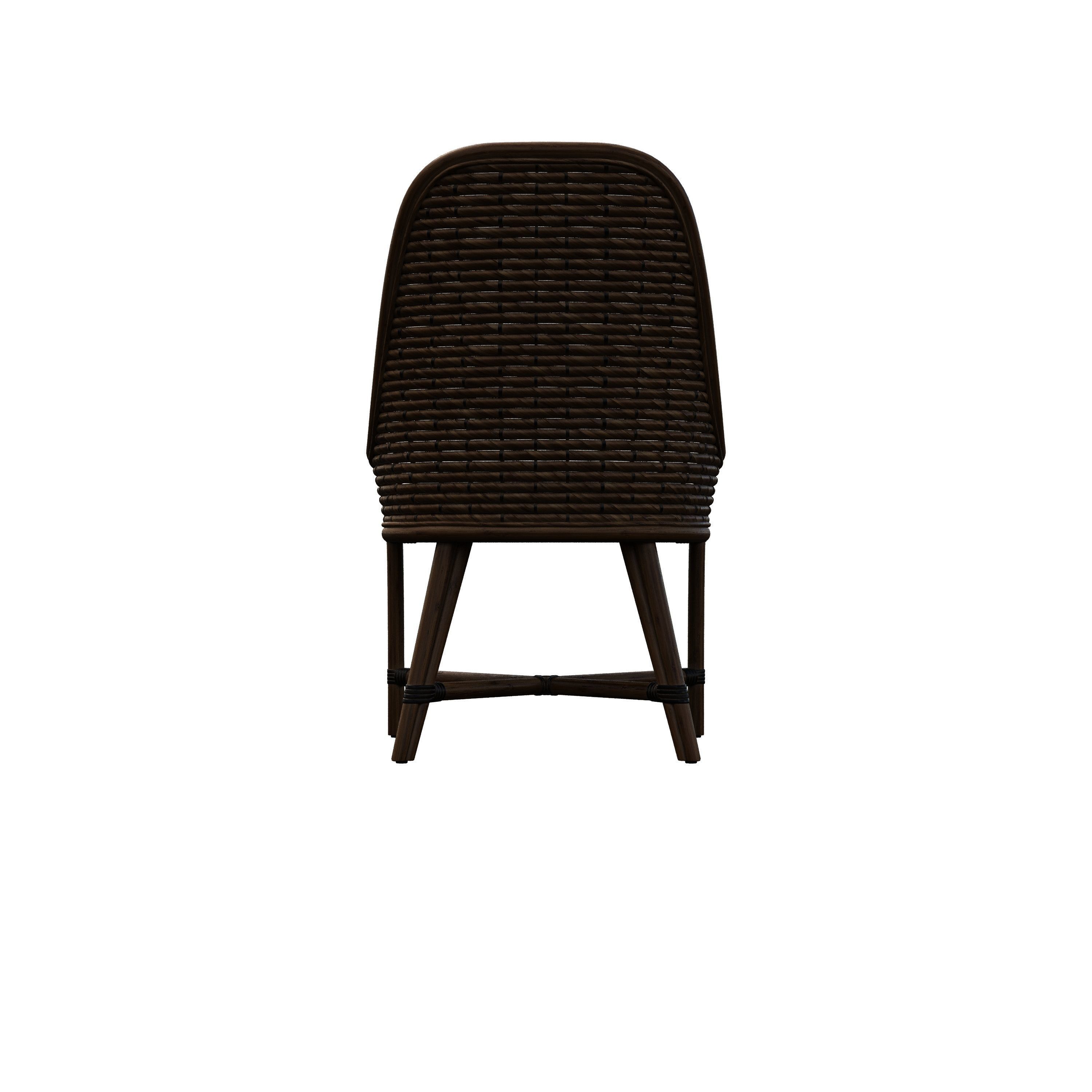 Armchair wicker chair with striped cushion 3D model_8