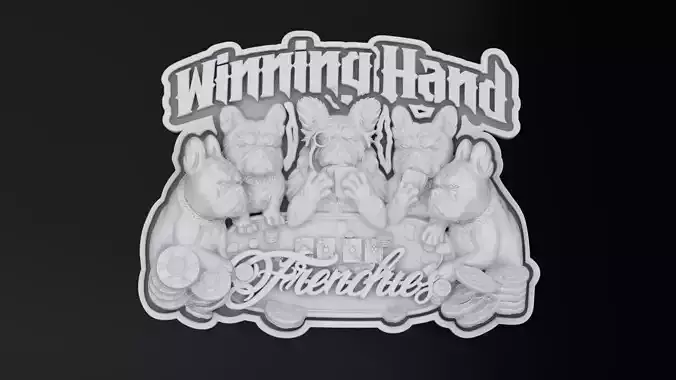bulldog playing poker 3D print model