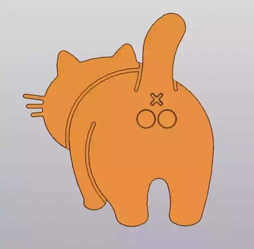Male cat Cup coaster 3D print model