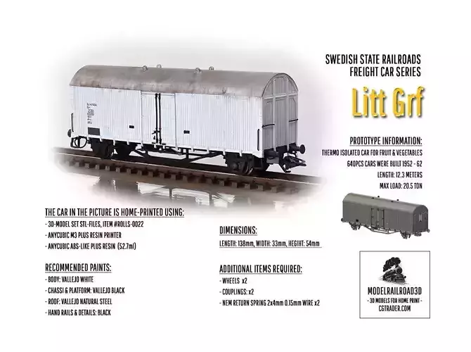 ROLLS-0022 Swedish Railways box car Litt Grf H0-scale 3D print model