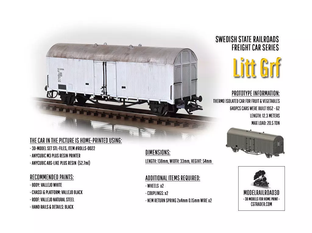 ROLLS-0022 Swedish Railways box car Litt Grf H0-scale 3D print model_0