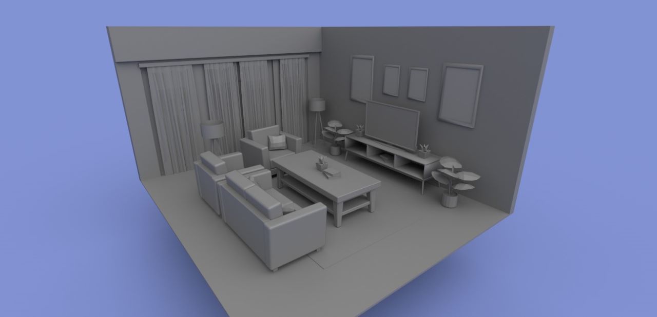 Living room 3d model Low-poly 3D model_1