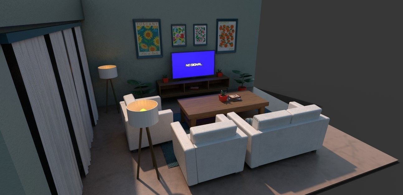 Living room 3d model Low-poly 3D model_2