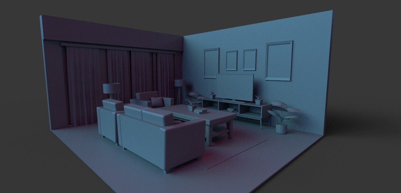Living room 3d model Low-poly 3D model_7