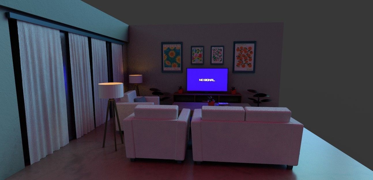 Living room 3d model Low-poly 3D model_6