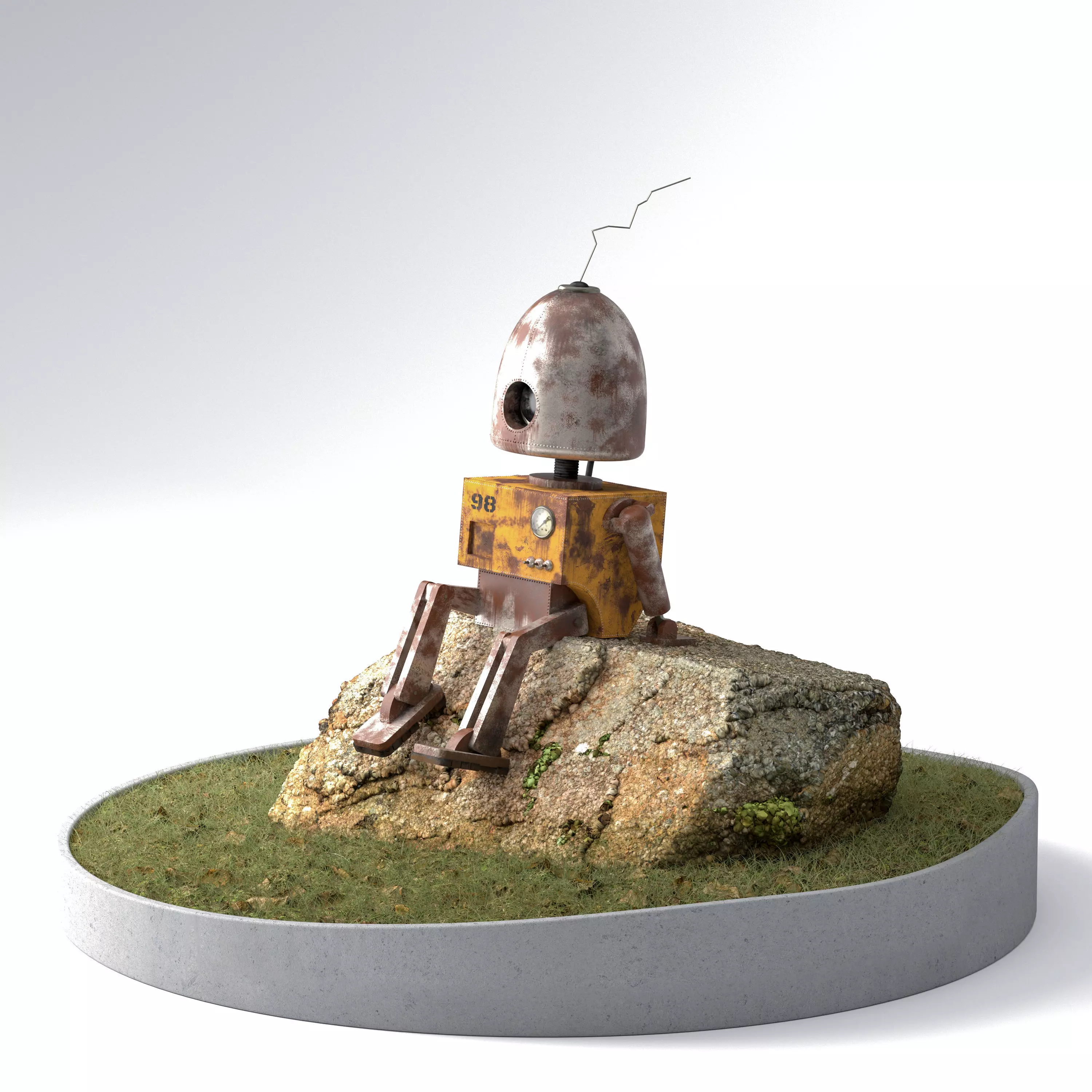 Rusted Robot Diorama 3D model_0
