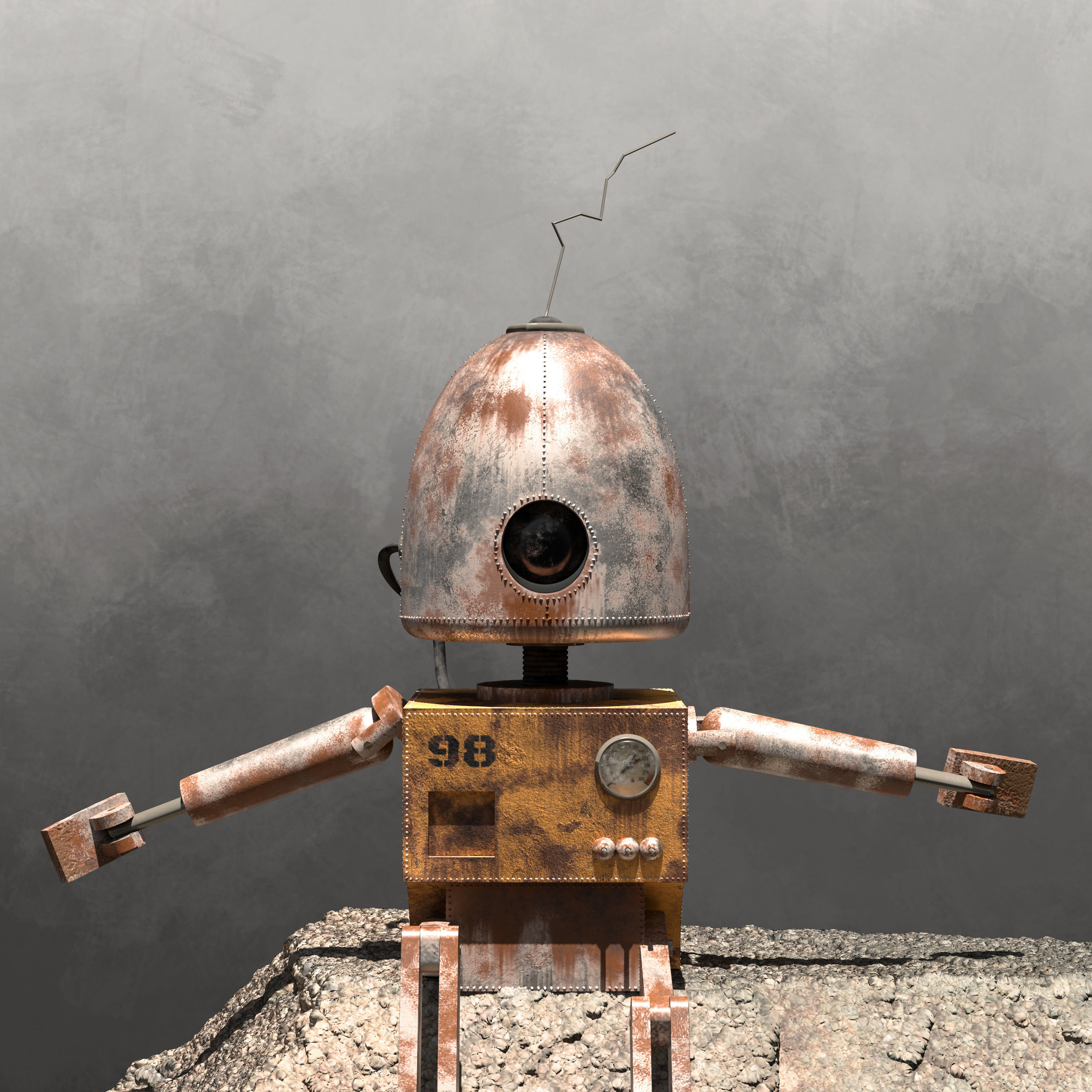 Rusted Robot Diorama 3D model_3