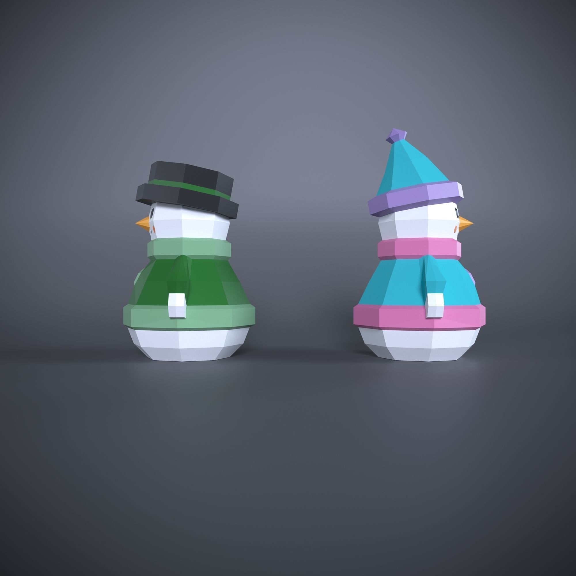 Low Poly Snowman Model Origami 3D print model 3D print model 3D print model_4