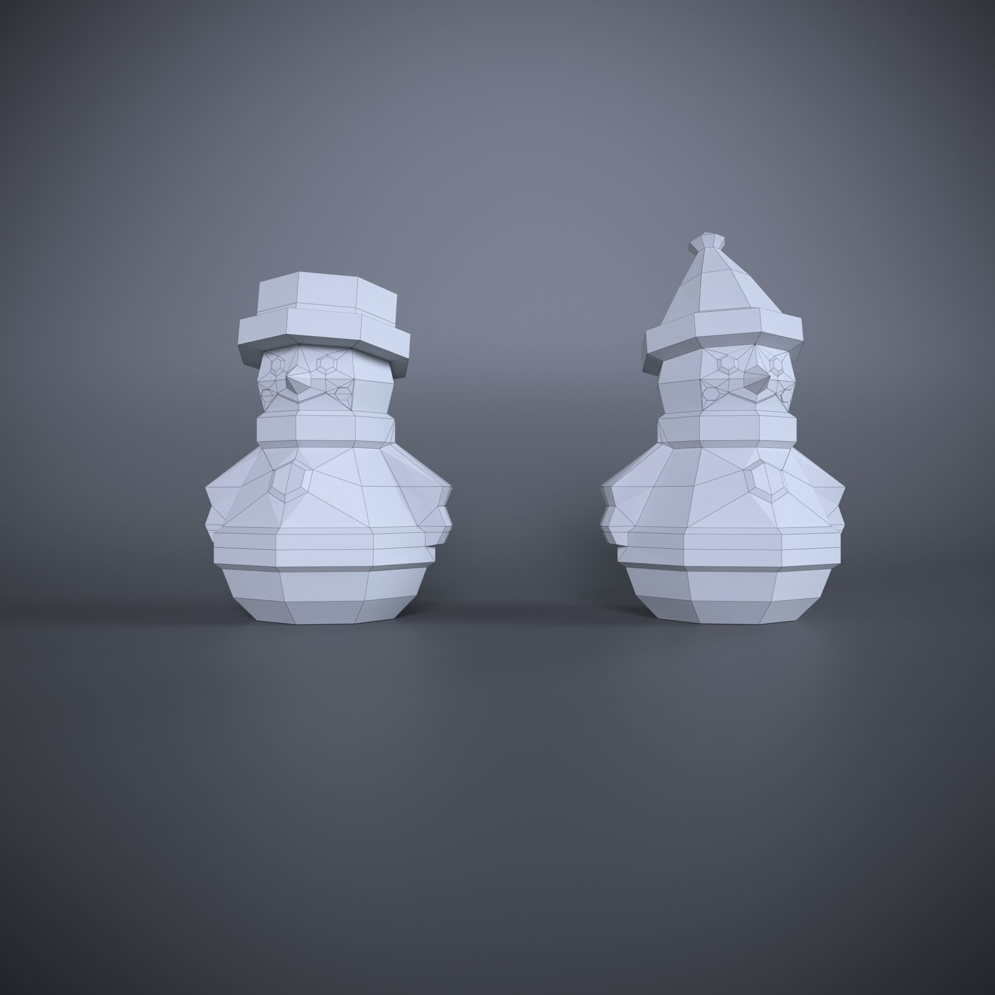 Low Poly Snowman Model Origami 3D print model 3D print model 3D print model_1