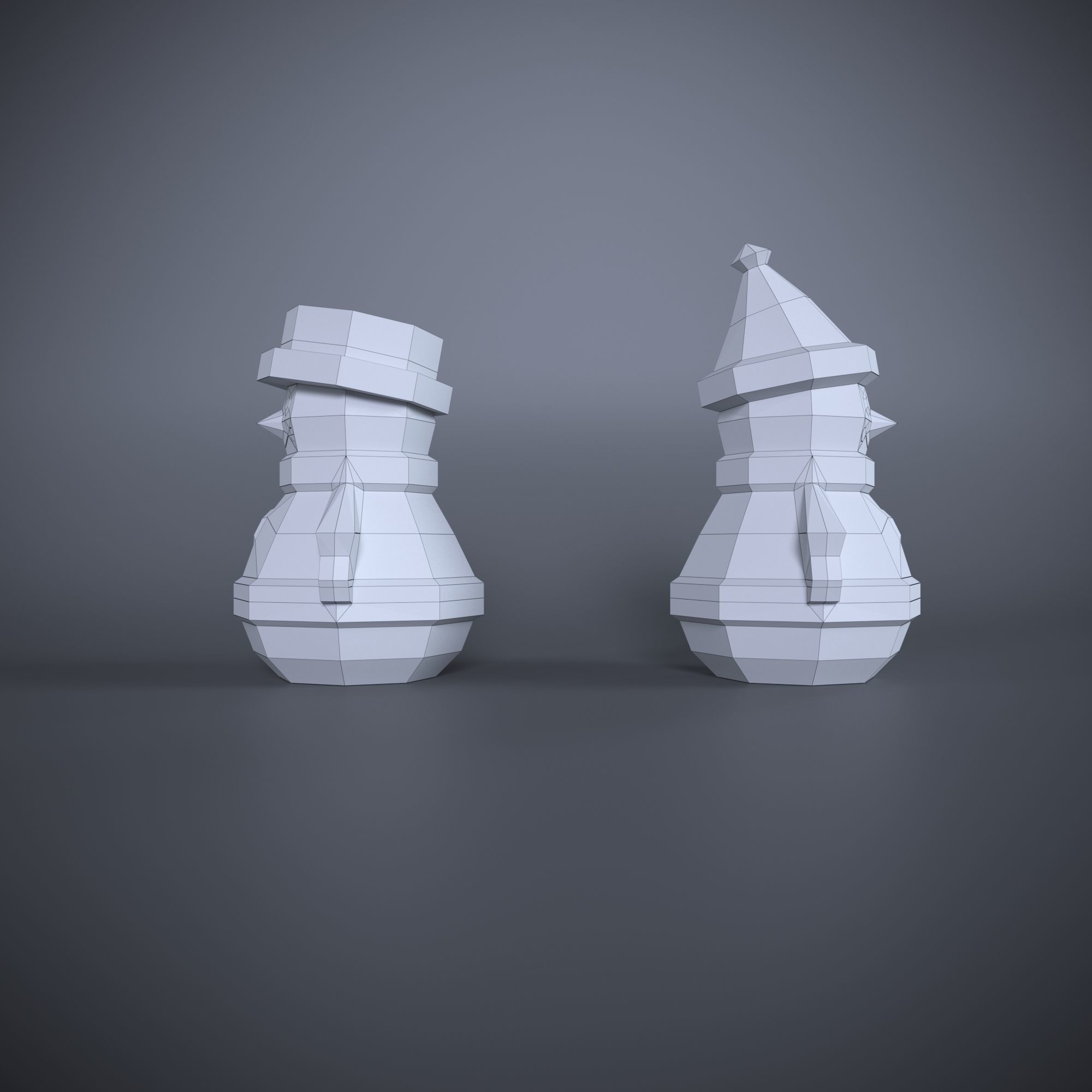 Low Poly Snowman Model Origami 3D print model 3D print model 3D print model_5