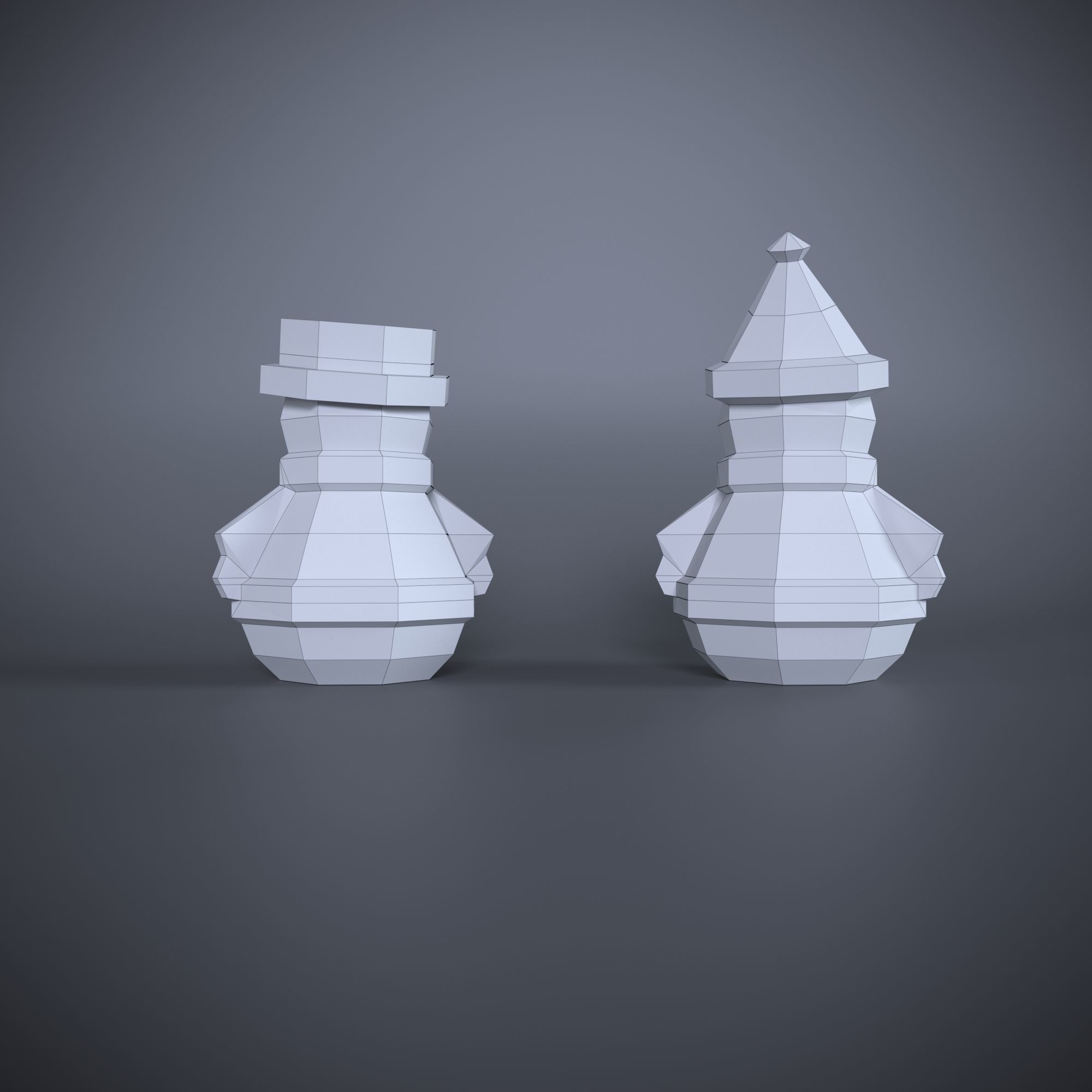 Low Poly Snowman Model Origami 3D print model 3D print model 3D print model_3