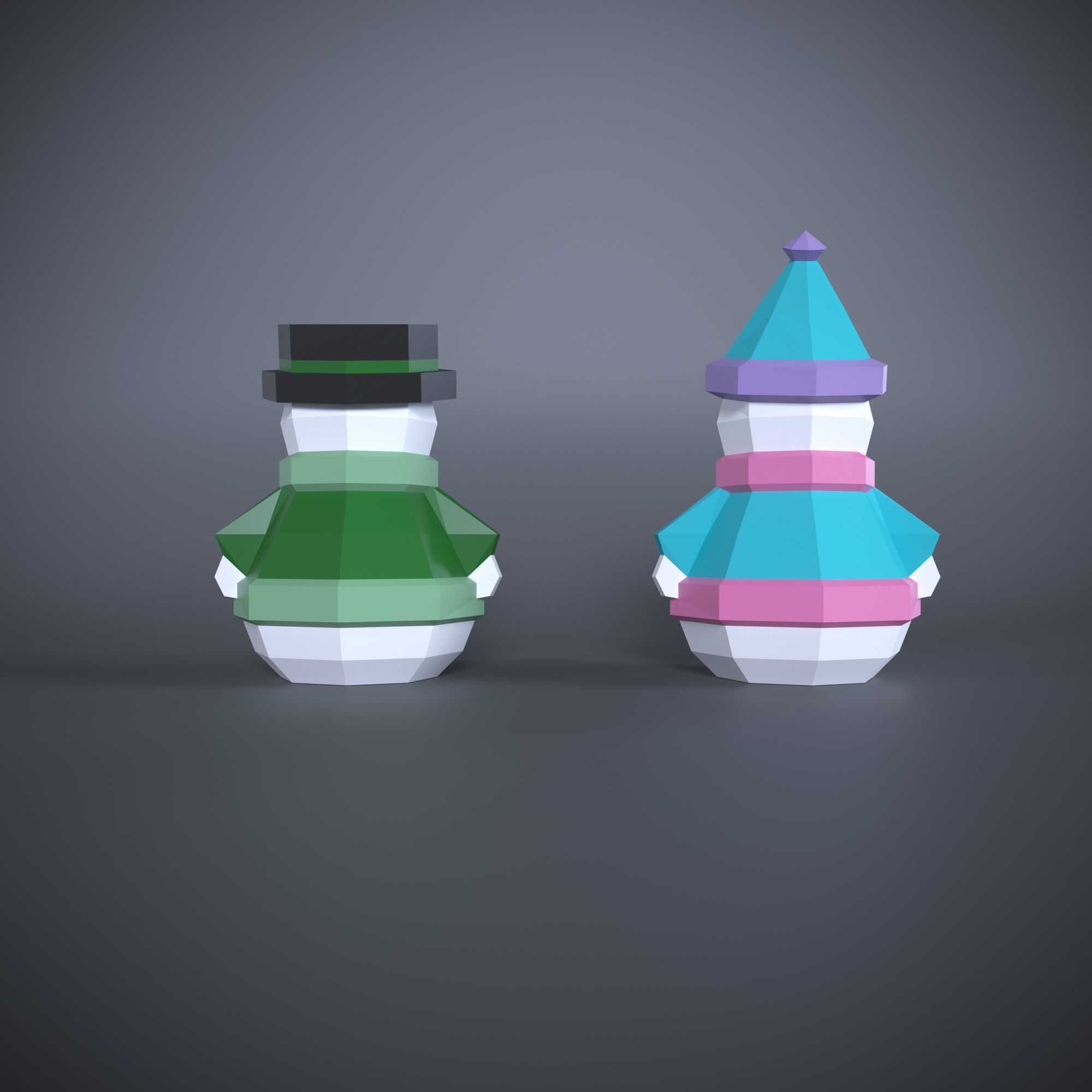 Low Poly Snowman Model Origami 3D print model 3D print model 3D print model_2