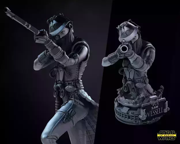 Zam Wesell Bust Star Wars 3D Models Ready for 3D printing