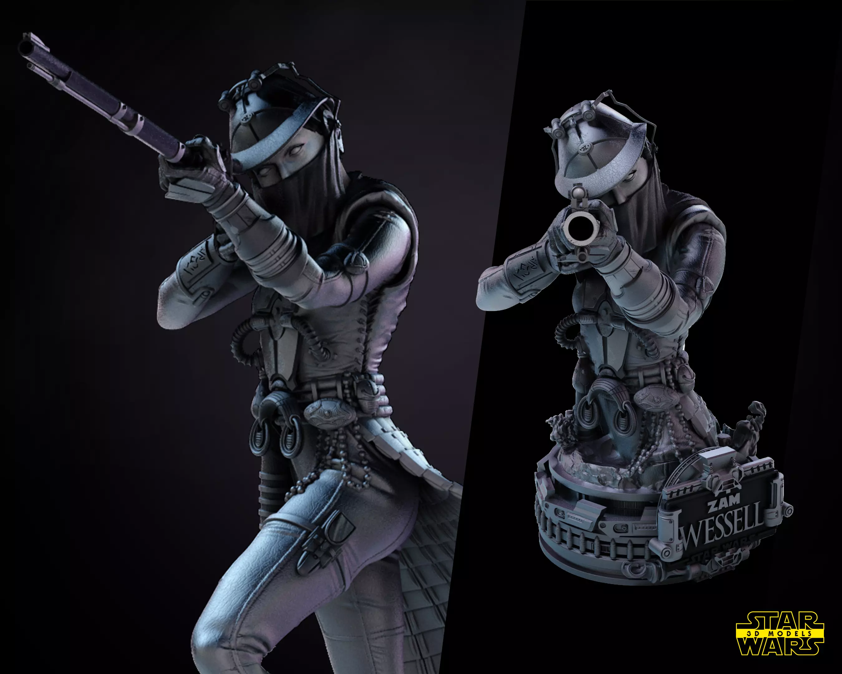 Zam Wesell Bust Star Wars 3D Models Ready for 3D printing 3D print model_0