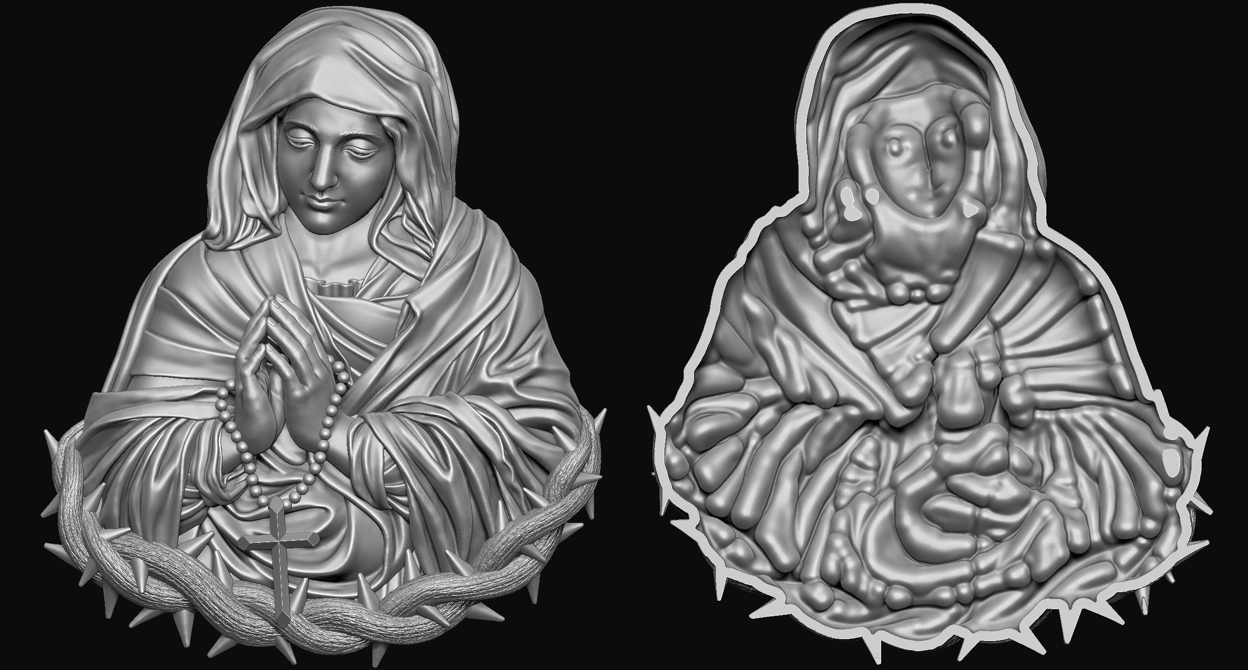 Mary Pendant 3d Print Model 3D print model_7