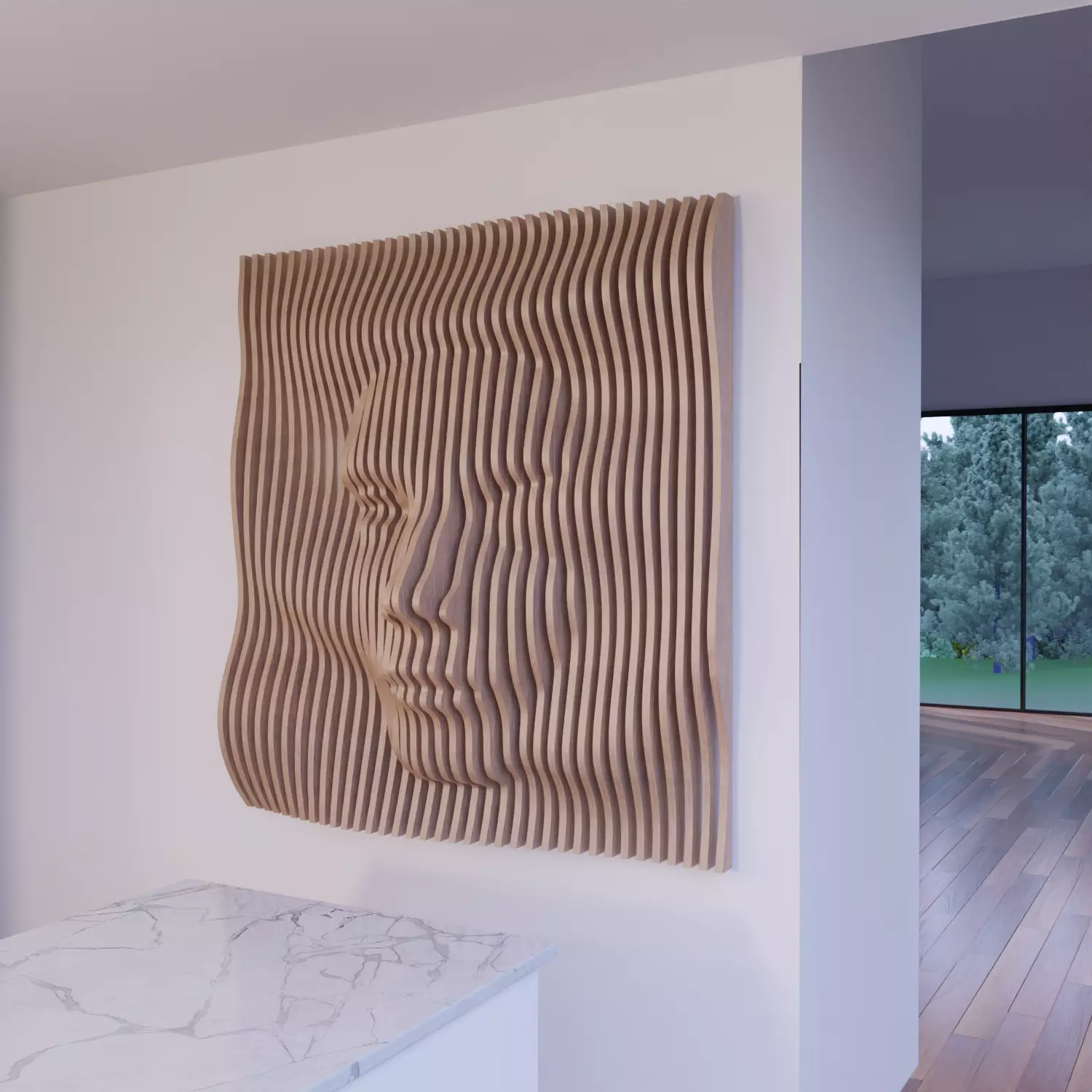 Parametric Wood Wall Decor Human Head and CNC File 3D model_0