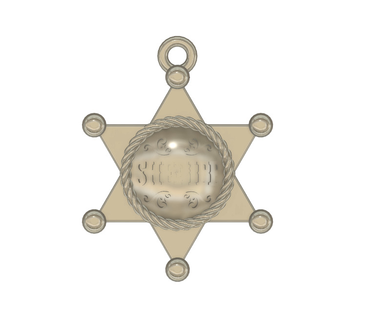Pendant Sheriff 3D print model_1