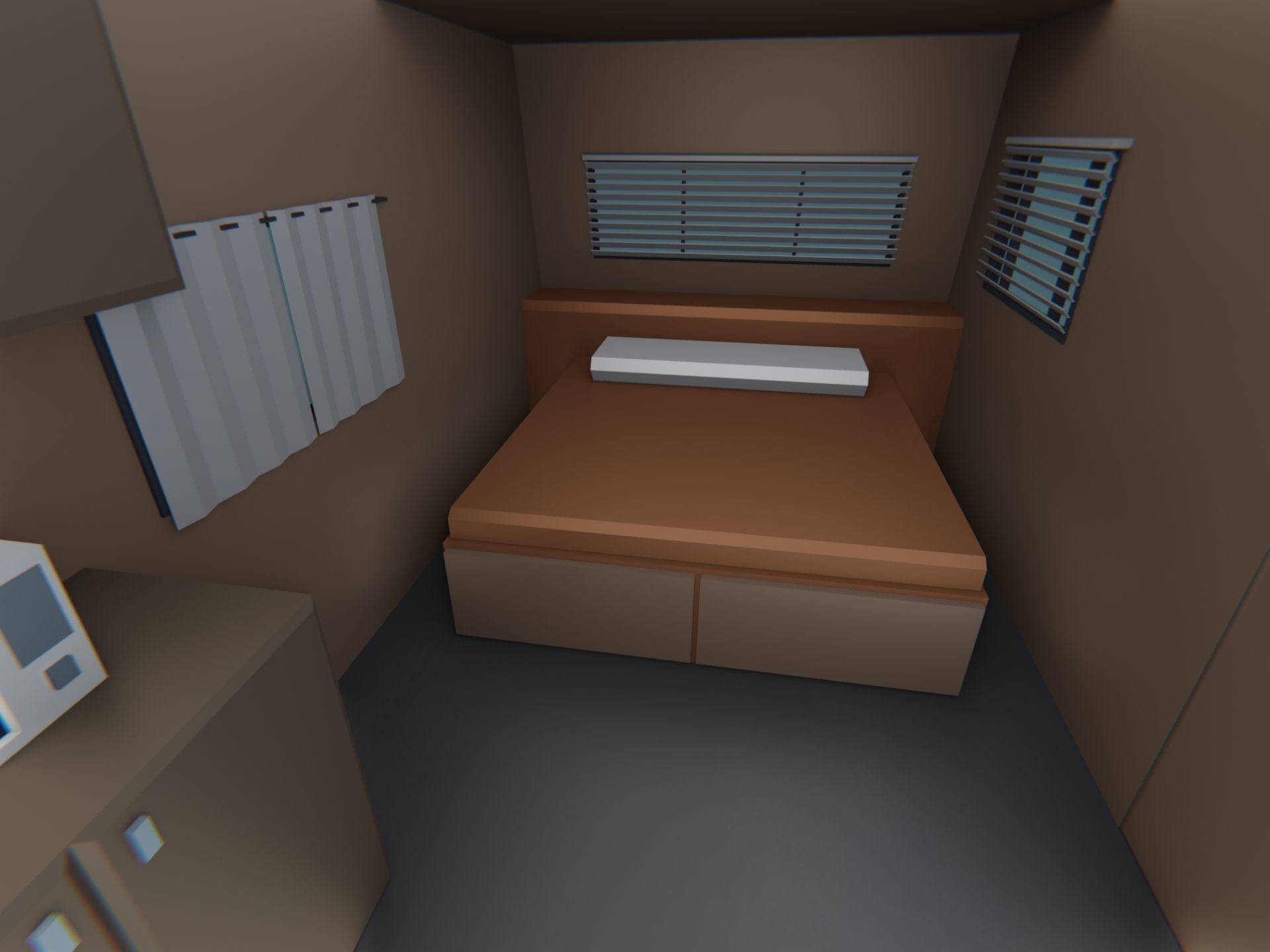 Big Camper Trailer Classic Stylized Low-poly 3D model_8