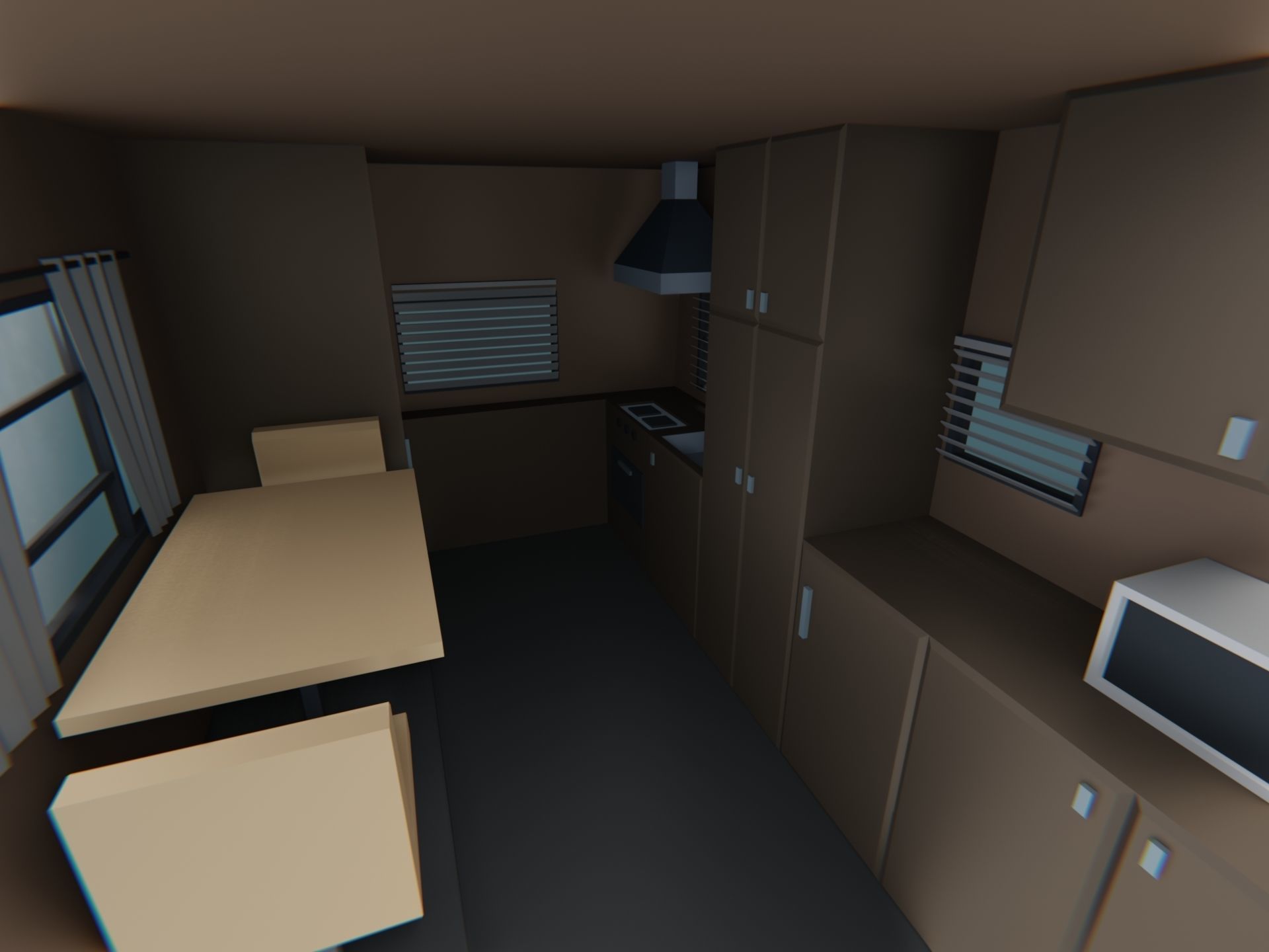 Big Camper Trailer Classic Stylized Low-poly 3D model_7