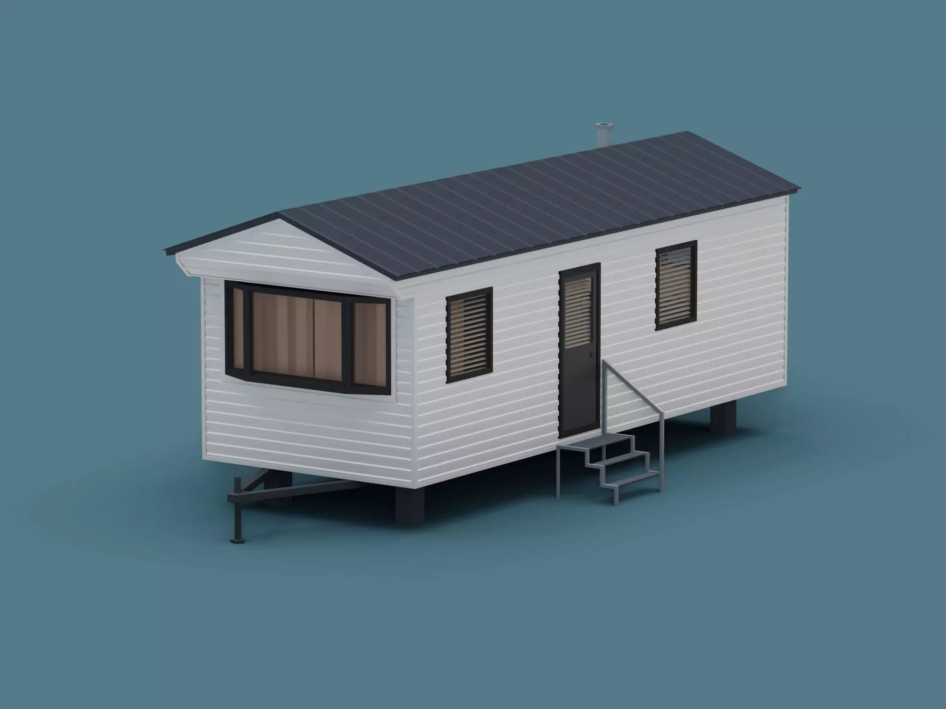 Mobile home trailer house Low-poly 3D model_0