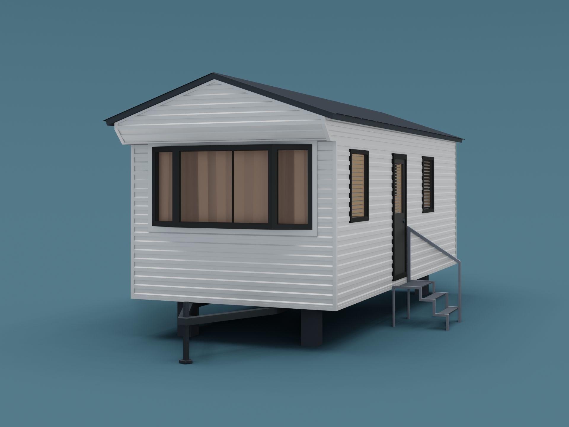 Mobile home trailer house Low-poly 3D model_5