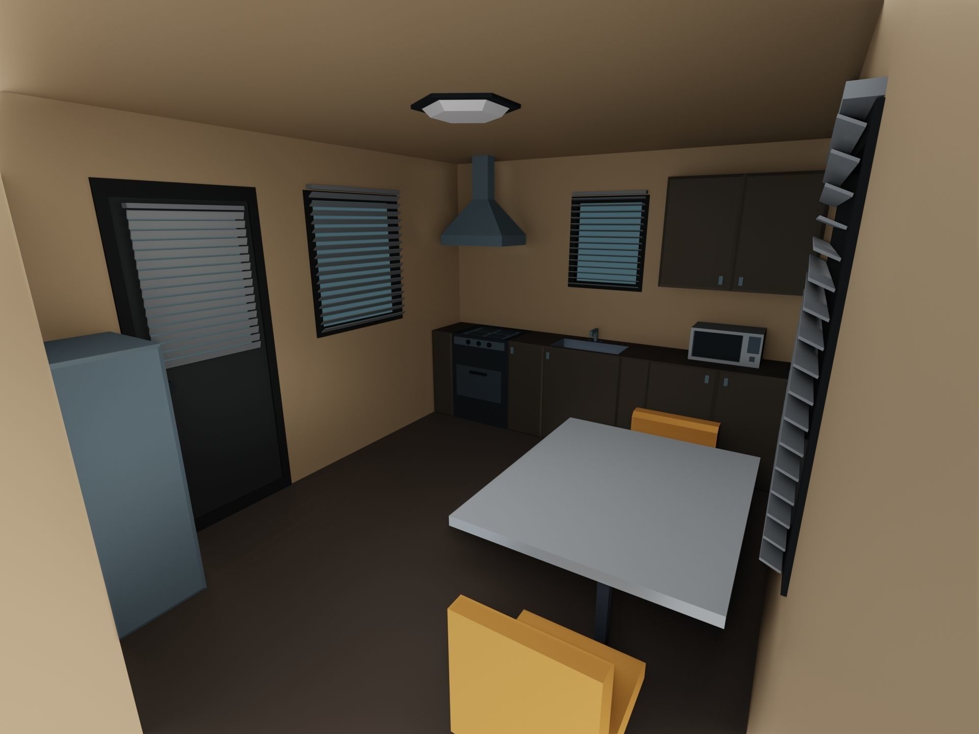 Mobile home trailer house Low-poly 3D model_7