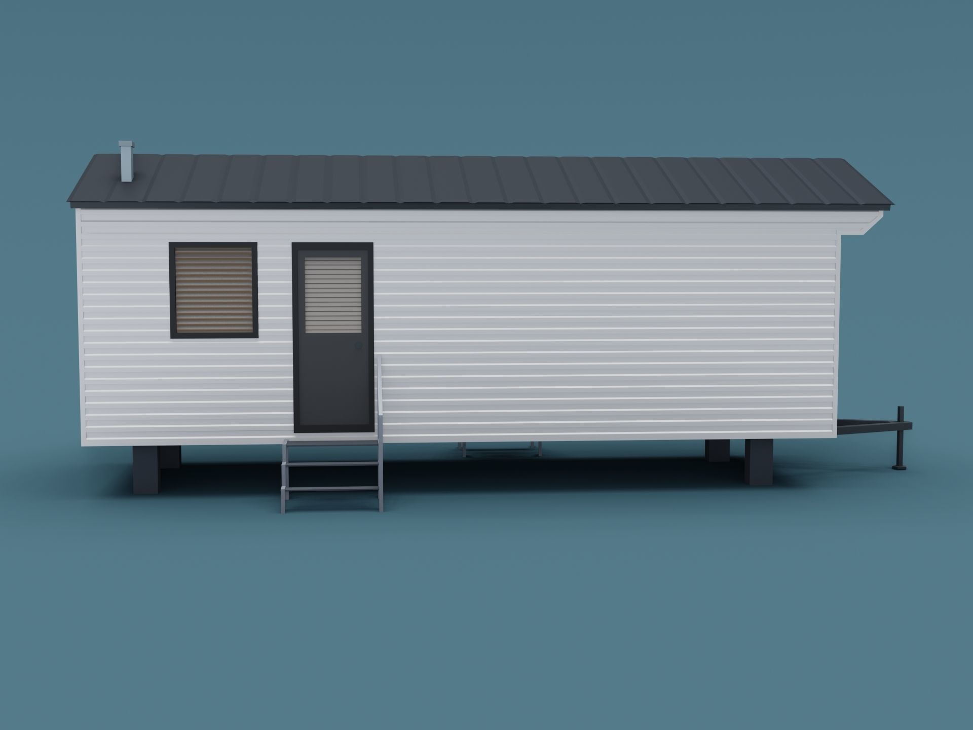Mobile home trailer house Low-poly 3D model_2