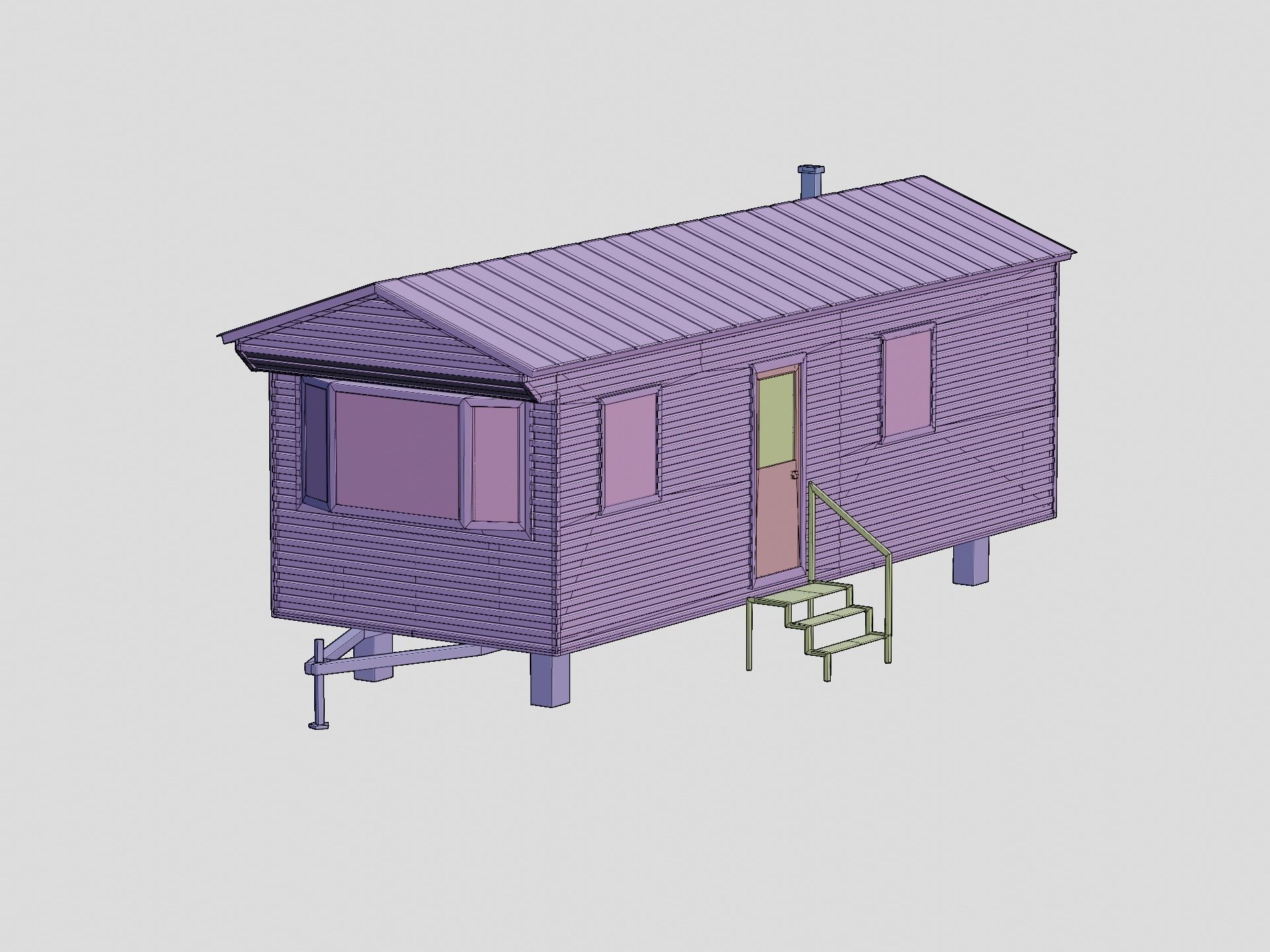 Mobile home trailer house Low-poly 3D model_9
