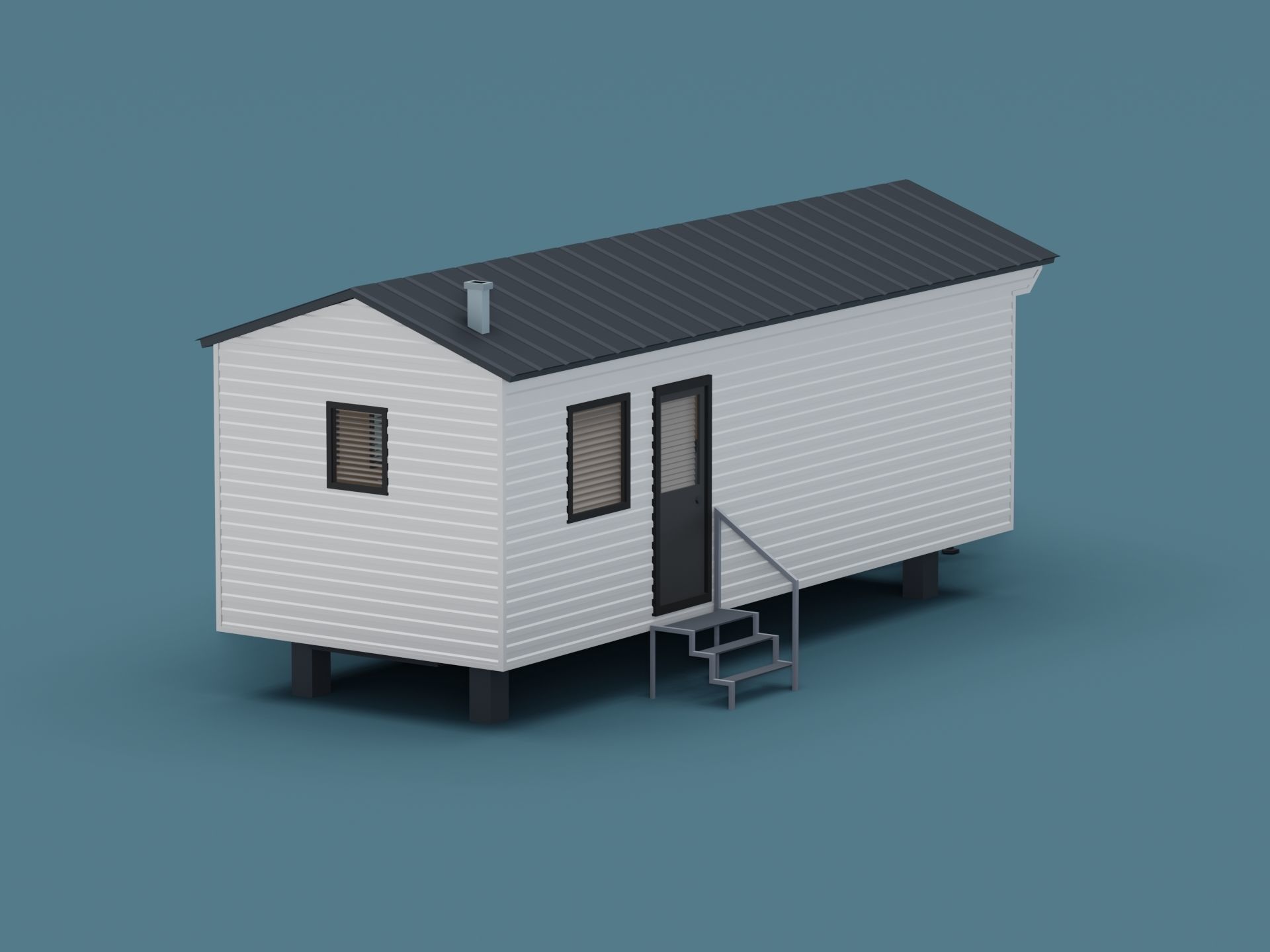 Mobile home trailer house Low-poly 3D model_1