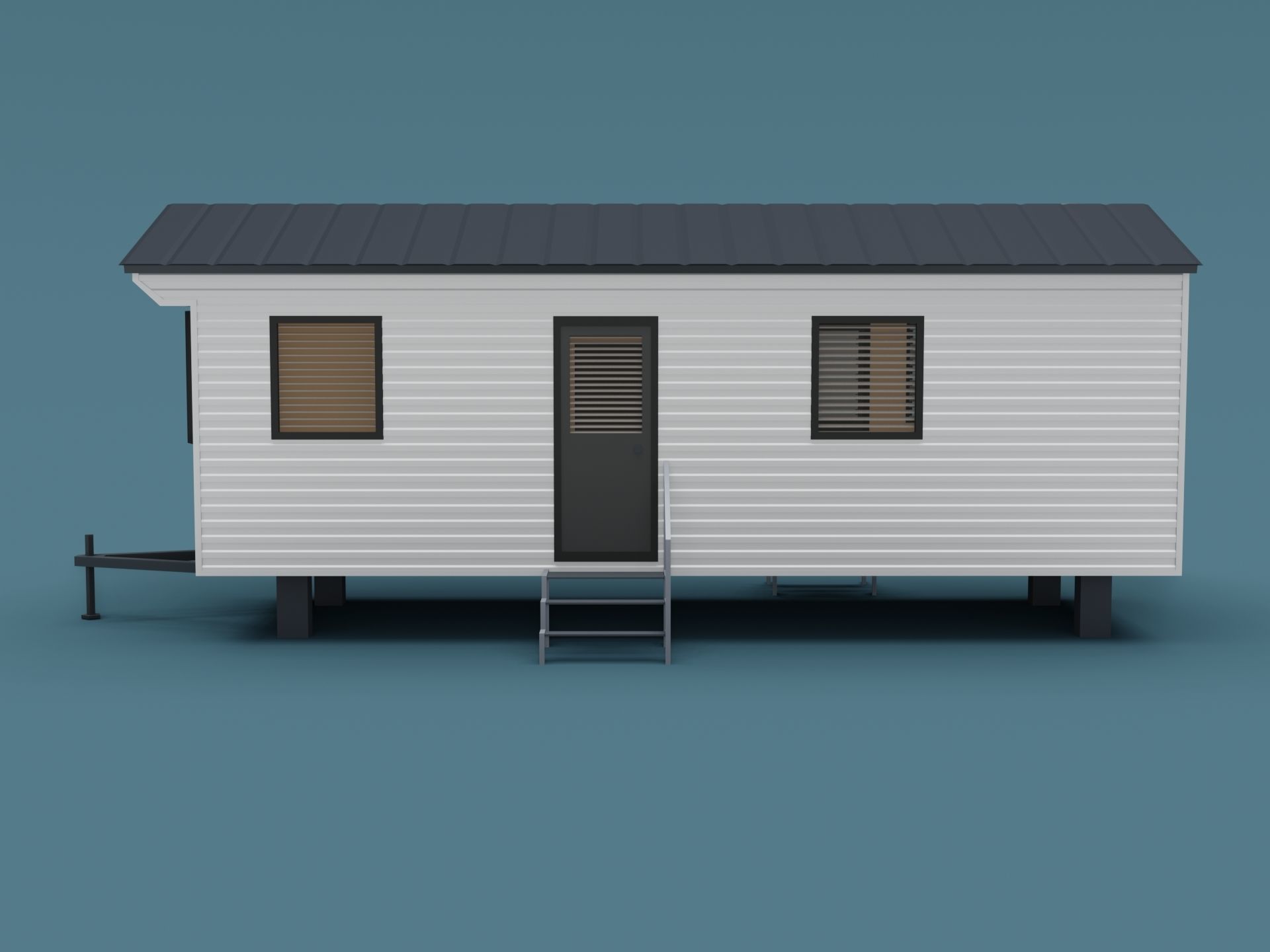 Mobile home trailer house Low-poly 3D model_3