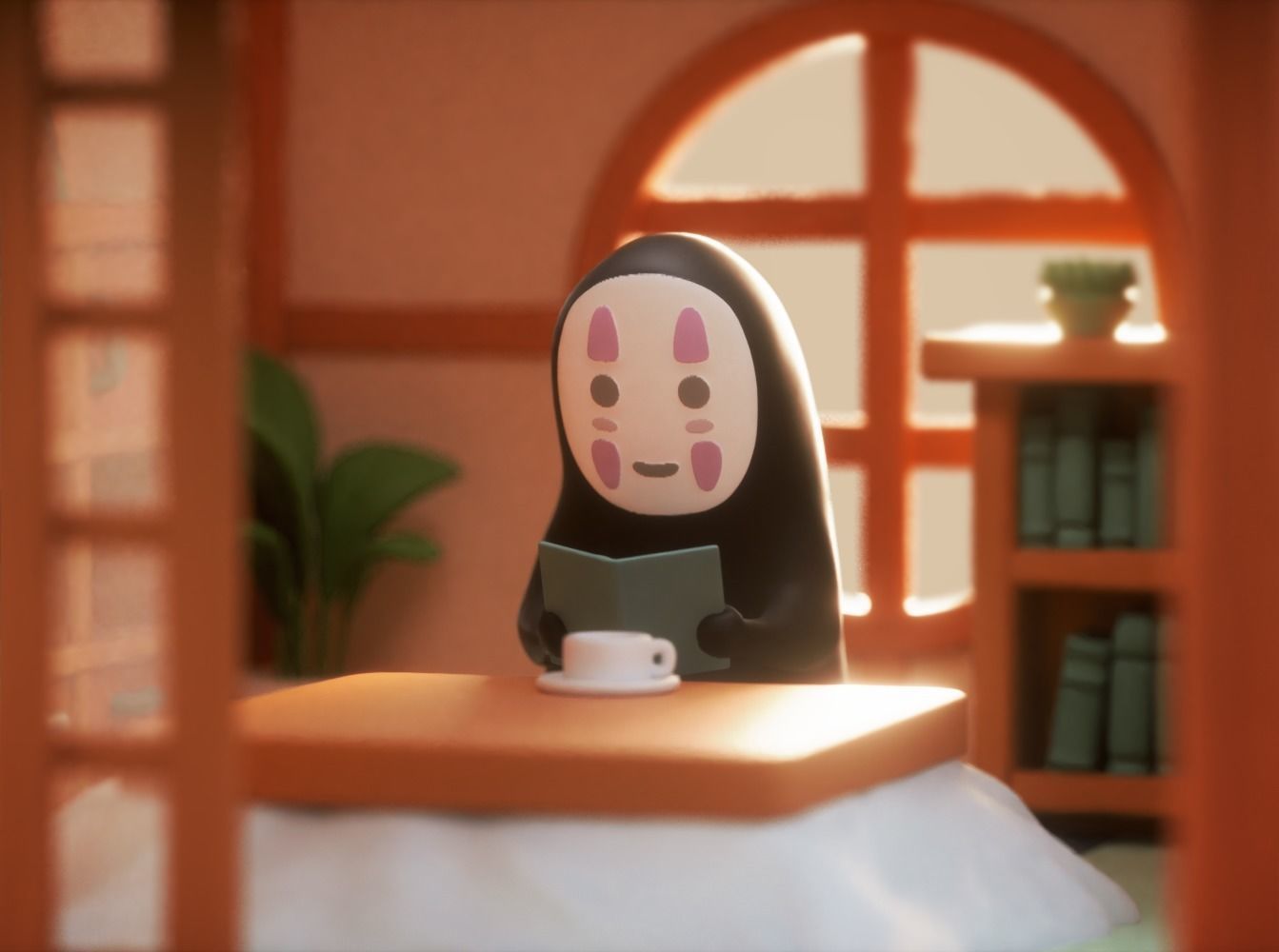 TOTORO AND NO FACE HOUSE DIORAMA 3D print model_1