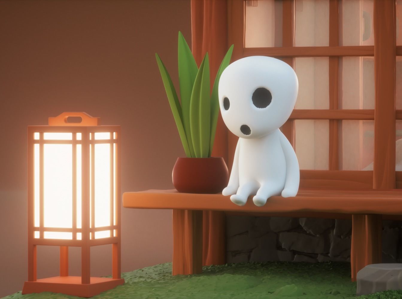 TOTORO AND NO FACE HOUSE DIORAMA 3D print model_2