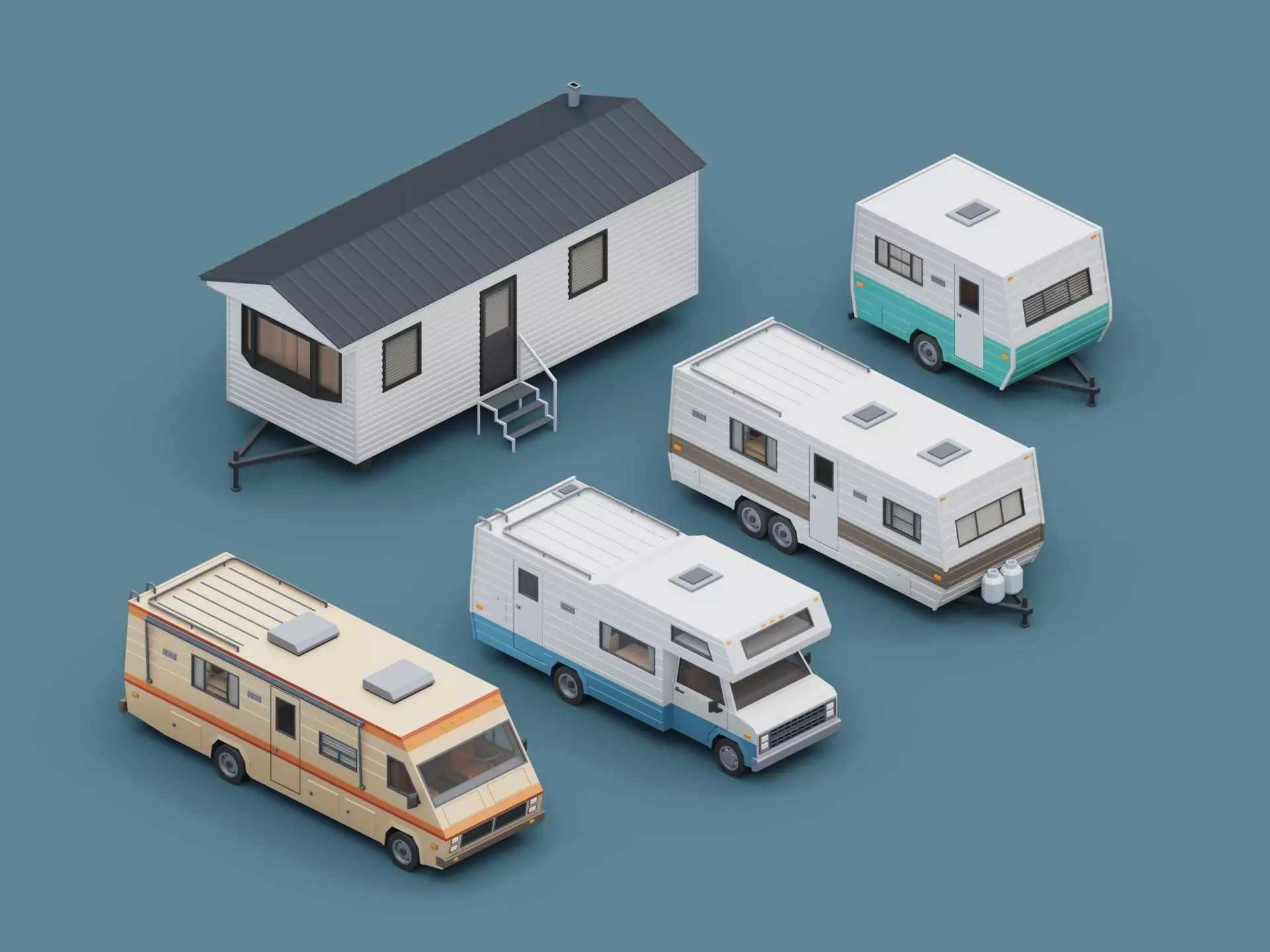 Camper trailers and motorhome pack 3D Model Collection_0