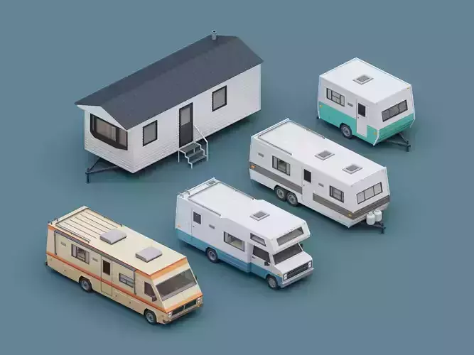Camper trailers and motorhome pack 3D Model Collection