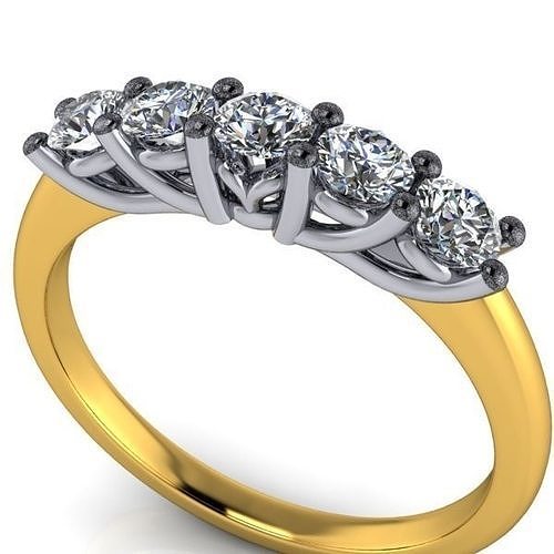 Anniversary band 5 stone ring traditional jewelry 3d model 3D print model
