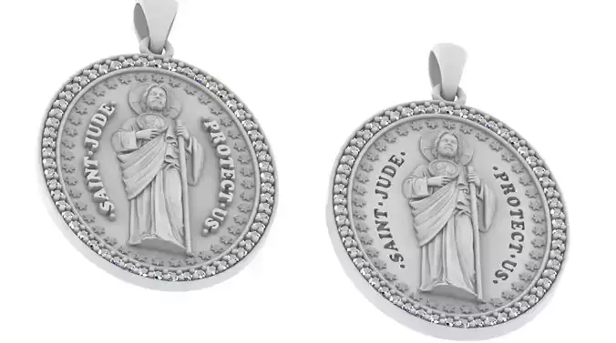 Medalha Sao Judas Tadeu com diamantes 3D print model
