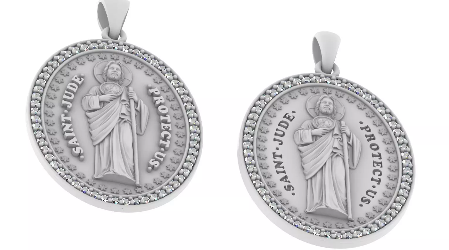 Medalha Sao Judas Tadeu com diamantes 3D print model_0