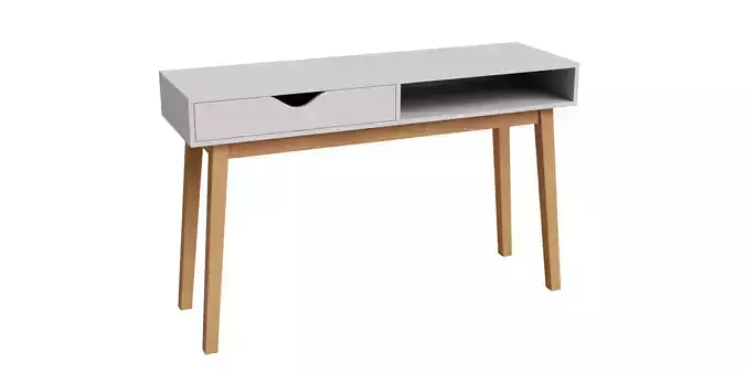 White Plastic Drawer Wood Leg Hall Table