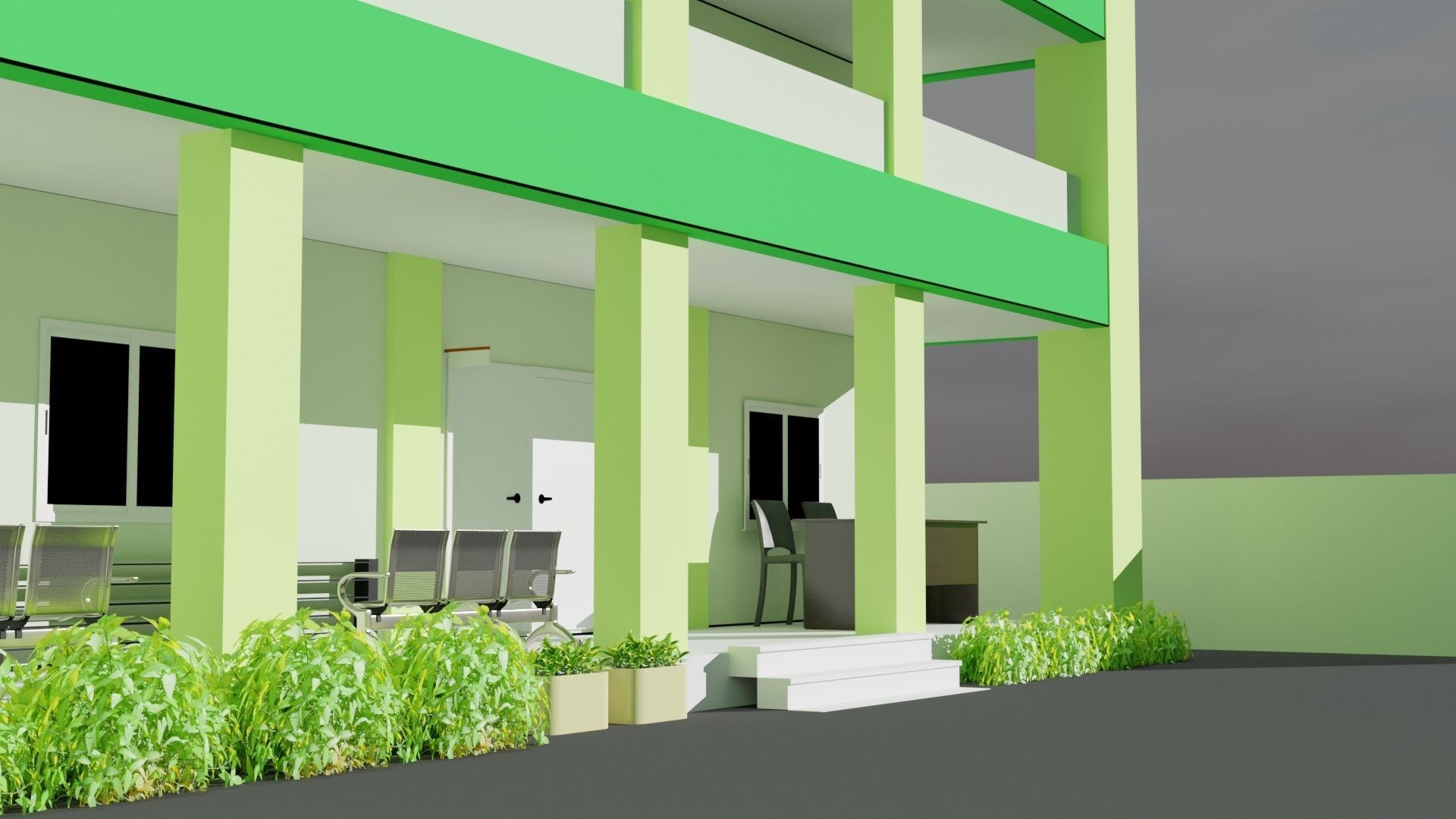 buliding school 3D model Low-poly 3D model_3