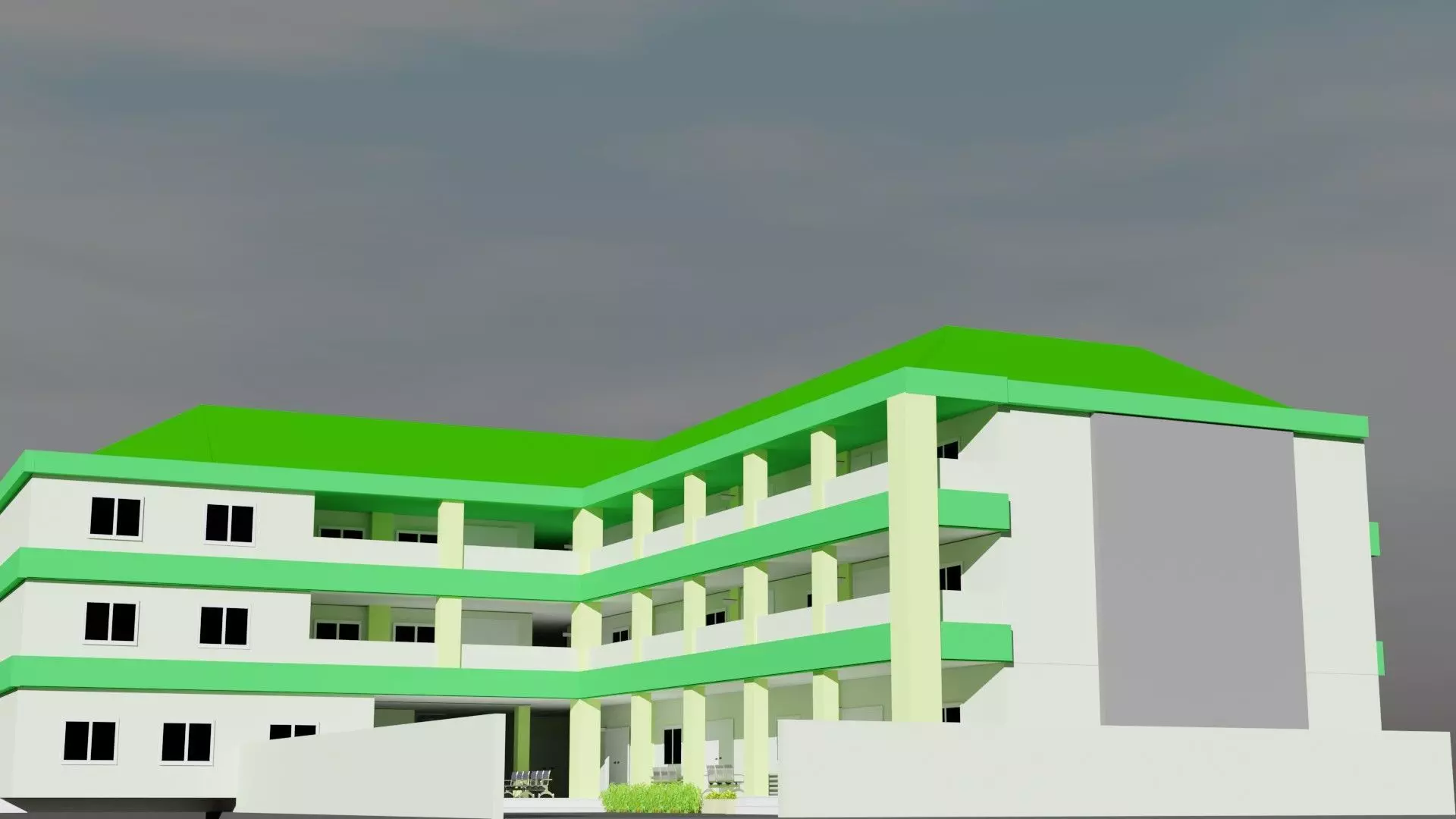 buliding school 3D model Low-poly 3D model_0