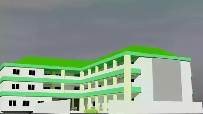 buliding school 3D model Low-poly 3D model