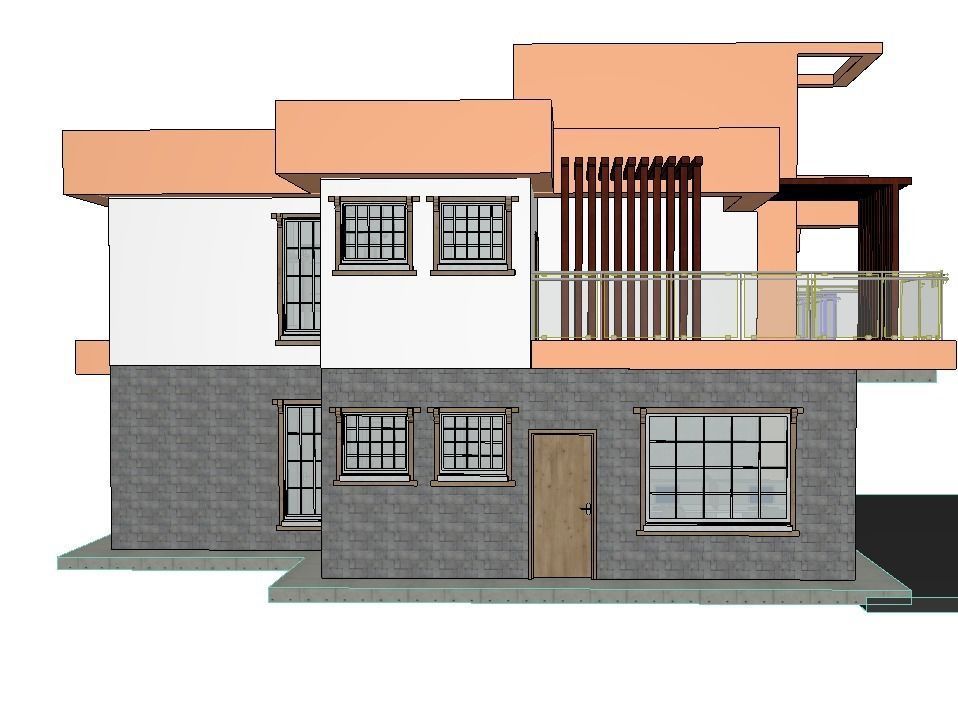 Mansion house with balconies and balconies 3D model_2