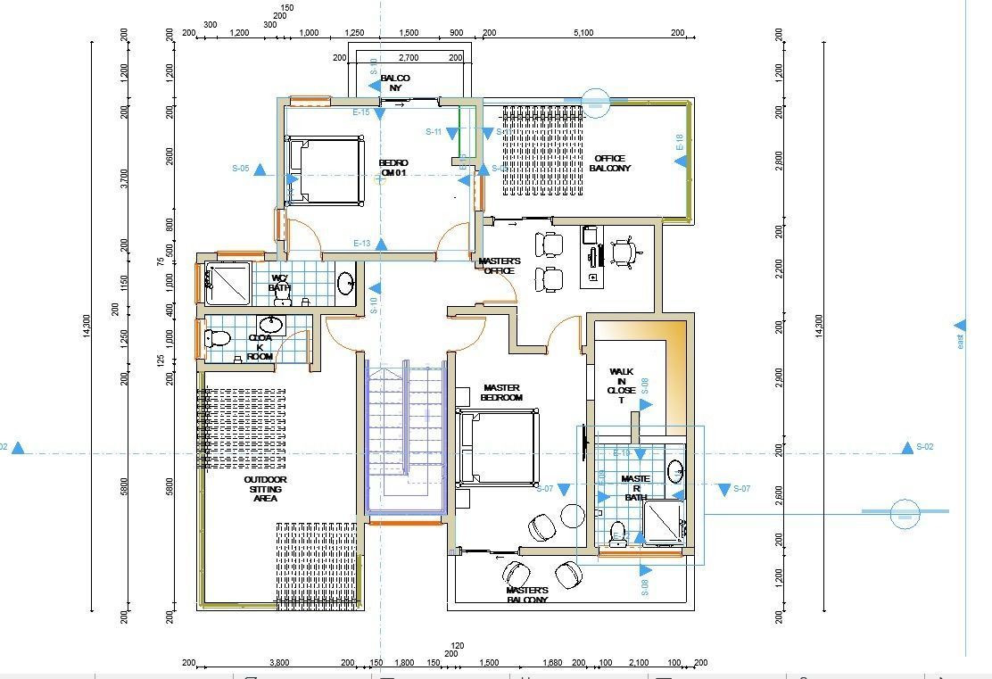 Mansion house with balconies and balconies 3D model_4
