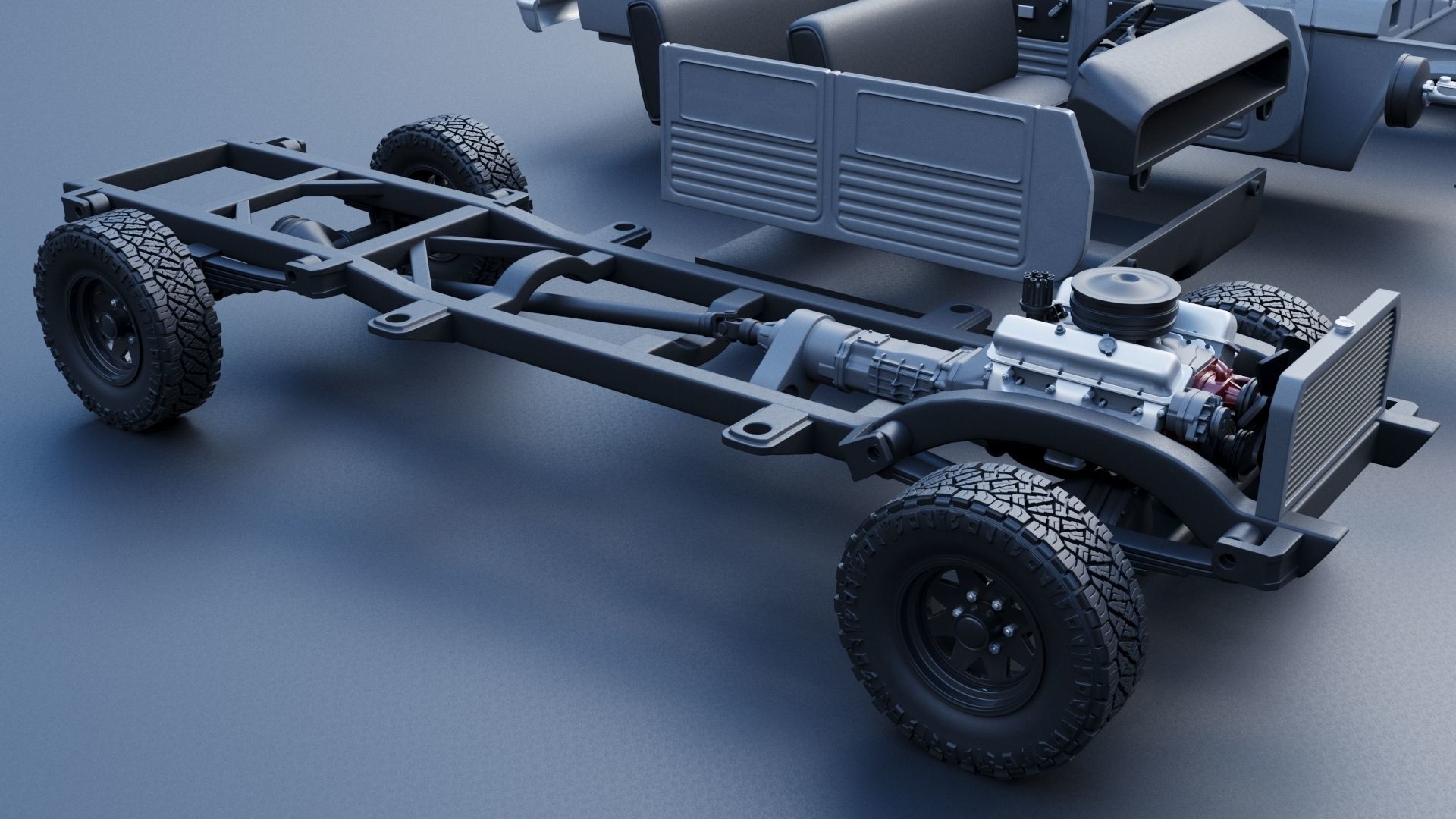 Dodge W200 Power Wagon Crew Cab 1970  3D print model_26