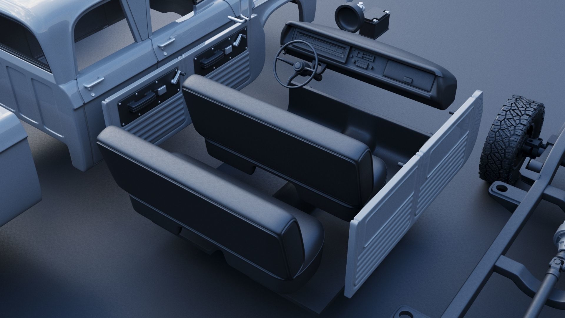 Dodge W200 Power Wagon Crew Cab 1970  3D print model_25