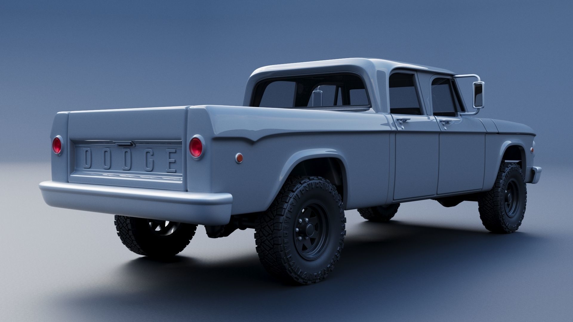 Dodge W200 Power Wagon Crew Cab 1970  3D print model_5