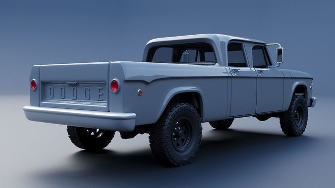 Dodge W200 Power Wagon Crew Cab 1970  3D print model 6