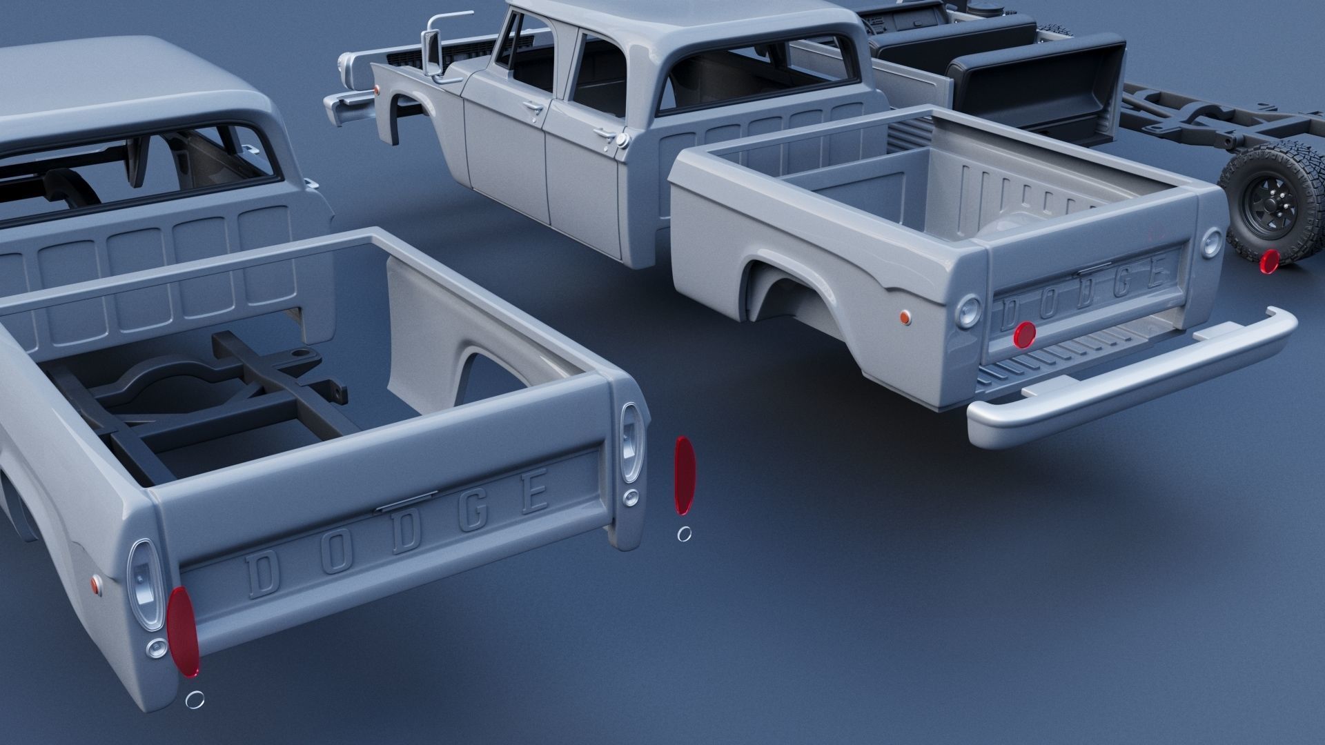 Dodge W200 Power Wagon Crew Cab 1970  3D print model_20