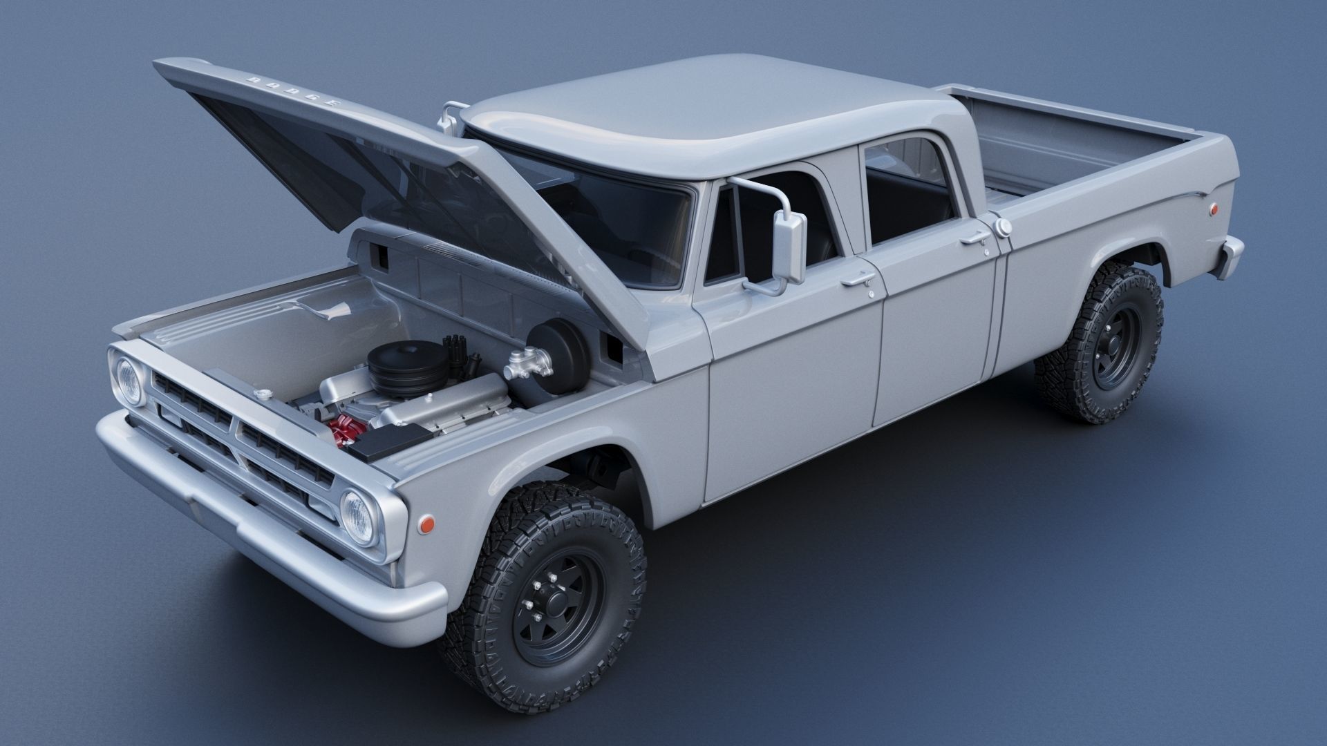 Dodge W200 Power Wagon Crew Cab 1970  3D print model_11