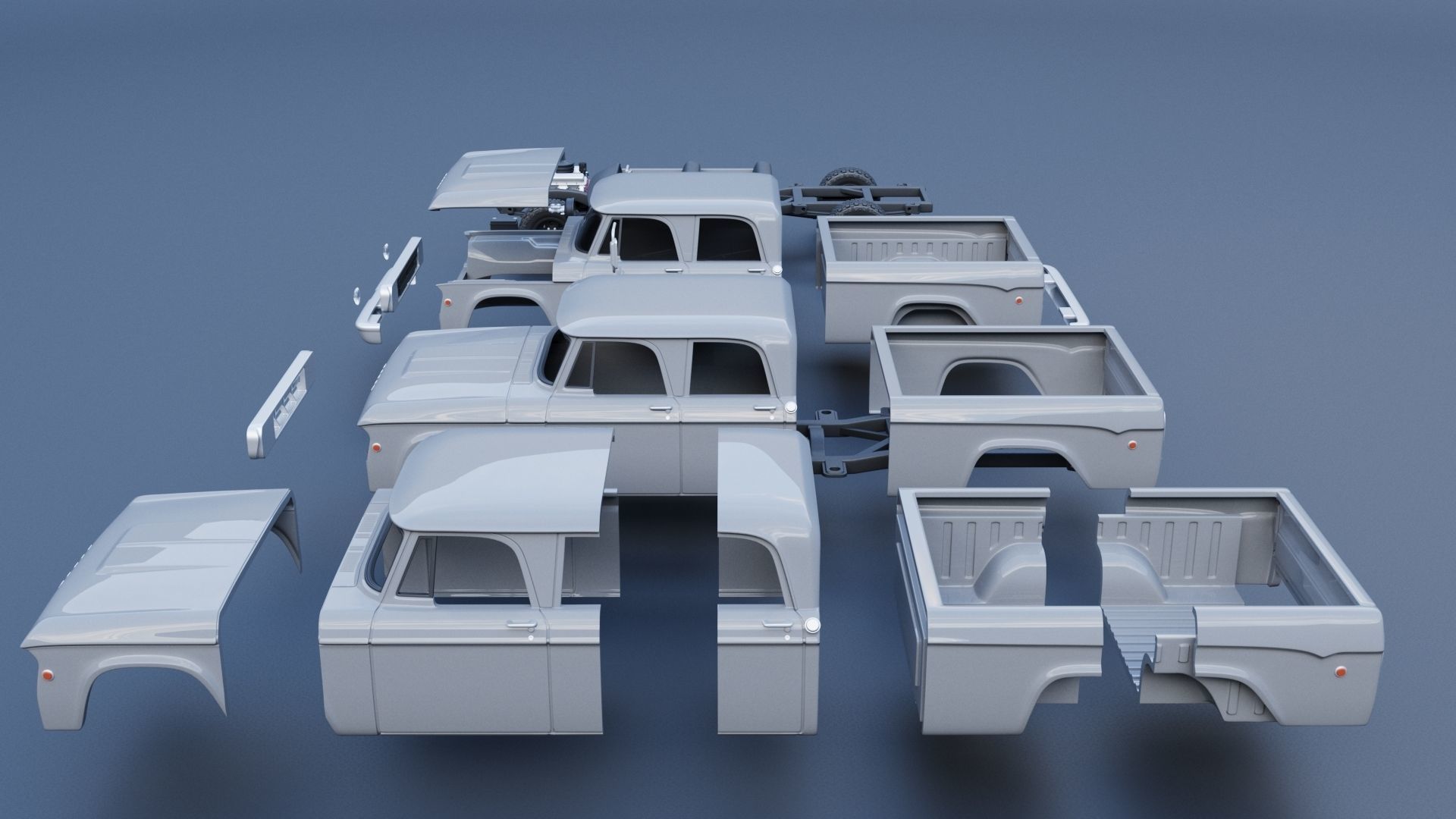 Dodge W200 Power Wagon Crew Cab 1970  3D print model_18